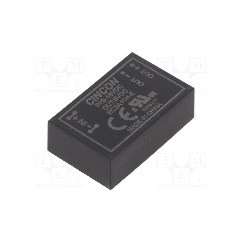 1 pcs x CINCON - EC3A11H-E - Converter: DC/DC, 3W, Uin: 9÷18V, Uout: 5VDC, Iout: 309mA, DIP24, THT