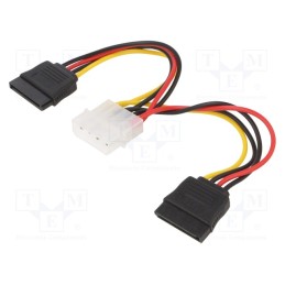 1 pcs x GEMBIRD - CC-SATA-PSY - Cable: mains SATA, Molex male,SATA 15pin female x2, 0.15m