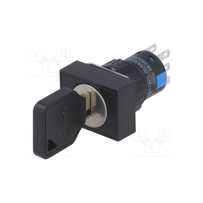 1 pcs x ONPOW - LAS1-AJ-22Y/3 - Switch: key switch, Stabl.pos: 3, Contacts: 3PST, Ø16mm, Key: flat