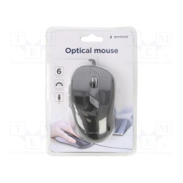 1 pcs x GEMBIRD - MUS-6B-01 - Optical mouse, black, USB A, wired, Features: DPI change button