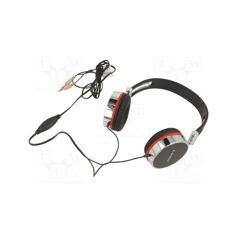 1 pcs x GEMBIRD - MHS-903 - Headphones with microphone, black,red,silver, Jack 3,5mm x2