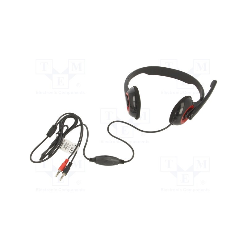 1 pcs x GEMBIRD - MHS-002 - Headphones with microphone, black,red, Jack 3,5mm x2, 1.8m, 32Ω