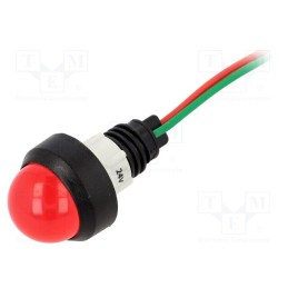 1 pcs x POLAM-ELTA - LR-D20-24AC/DC - Indicator: LED, prominent, red, 24VDC, 24VAC, Ø13mm, IP40, plastic