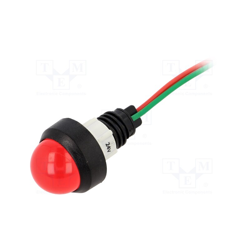 1 pcs x POLAM-ELTA - LR-D20-24AC/DC - Indicator: LED, prominent, red, 24VDC, 24VAC, Ø13mm, IP40, plastic