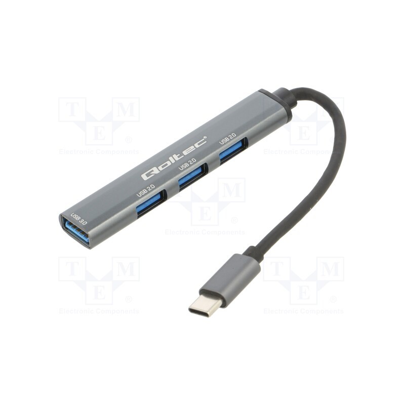 1 pcs x QOLTEC - 53792 - Hub USB, USB A socket x4,USB C plug, USB 2.0,USB 3.0,USB 3.1