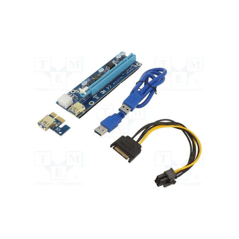 1 pcs x AKYGA - AK-CA-64 - Riser, USB 3.0, blue, Application: Bitcoin Miner, 550mm