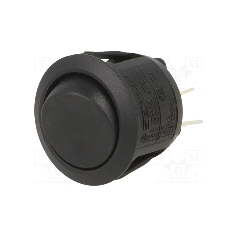 1 pcs x SWITCH COMPONENTS - RA1-2A-DC-2-B - ROCKER, DPST, Pos: 2, ON-OFF, 10A/28VDC, black, none, Rcont max: 50mΩ