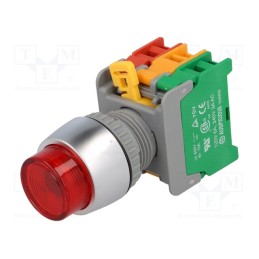 1 pcs x AUSPICIOUS - LBL22-1O/C R, W/O LAMP - Switch: push-button, 22mm, Stabl.pos: 1, NC + NO, red, 3A/230VAC