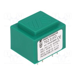 1 pcs x BREVE TUFVASSONS - TEZ2/D24/9-9V - Transformer: encapsulated, 2VA, 24VAC, 9V, 9V, PCB, IP00