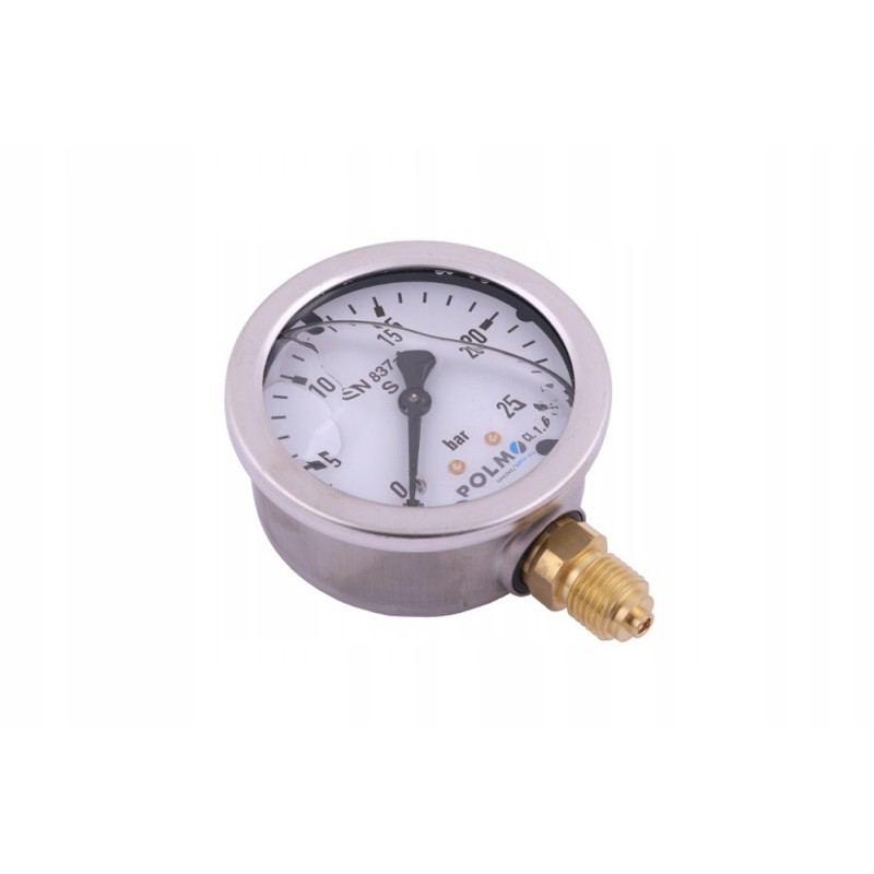 Glycerine manometer m63 25 bar bottom g1 4 polmo