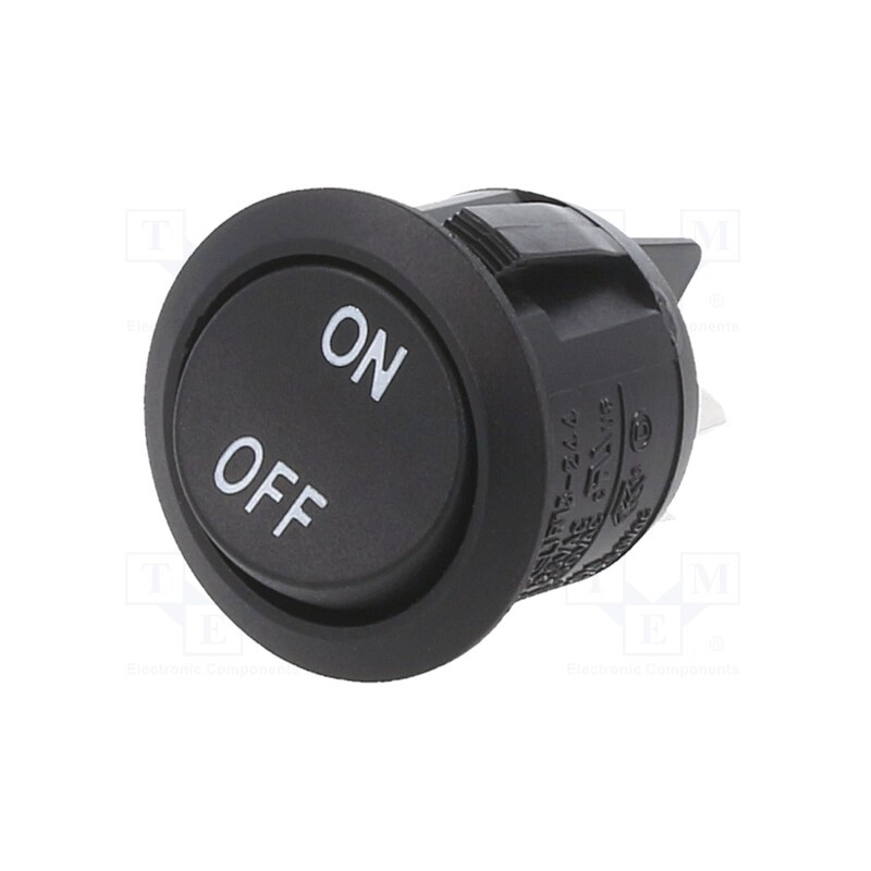 1 pcs x SWITCH COMPONENTS - RA1-2A-DC-2-B-2 - ROCKER, DPST, Pos: 2, ON-OFF, 10A/28VDC, black, none, Rcont max: 50mΩ