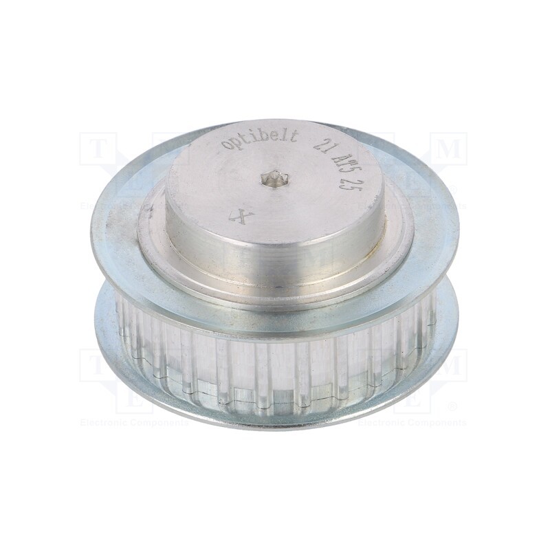 1 pcs x OPTIBELT - 21 AT5 25-200ZA - Belt pulley, AT5, W: 10mm, whell width: 21mm, Ø: 38.6mm, aluminium
