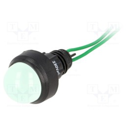 1 pcs x POLAM-ELTA - LG-D20-230AC - Indicator: LED, prominent, green, 230VAC, Ø13mm, IP40, leads 300mm