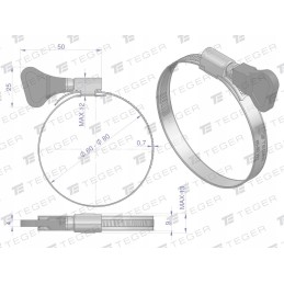 Clamping band with knob 60 80 worm clamp