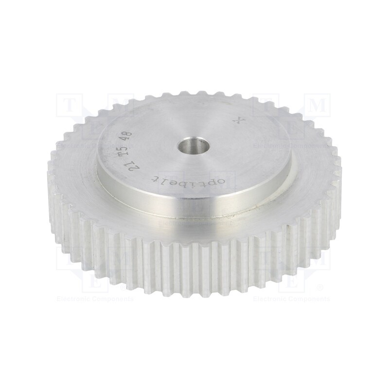 1 pcs x OPTIBELT - 21 T5 48-000ZA - Belt pulley, T5, W: 10mm, whell width: 21mm, Ø: 75.55mm, aluminium