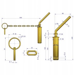 Upper hitch pin c 330 original ursus 30mm