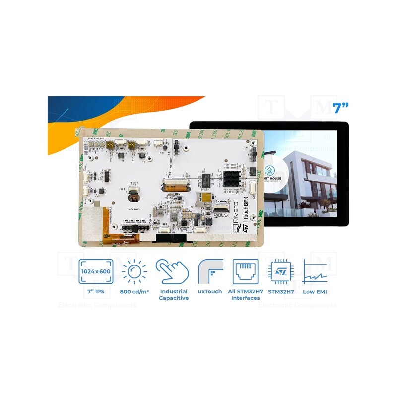 1 pcs x Riverdi - SM-RVT70HSSNWC00-B - Display: TFT, 7', 1024x600, Illumin: LED, Dim: 179.96x119x19.09mm