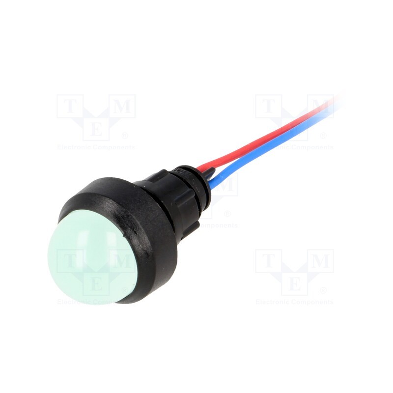 1 pcs x POLAM-ELTA - LG-D20-12AC/DC - Indicator: LED, prominent, green, 12VDC, 12VAC, Ø13mm, IP40, plastic