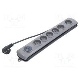1 pcs x QOLTEC - 50165 - Plug socket strip: protective, Sockets: 6, 230VAC, 10A, grey, 1.8m
