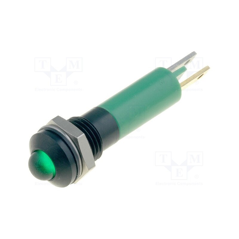 1 pcs x CML INNOVATIVE TECHNOLOGIES - 19081355 - Indicator: LED, prominent, green, 24VDC, Ø8mm, IP67, plastic