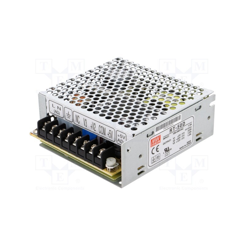 1 pcs x MEAN WELL - RT-50D - Power supply: switched-mode, for building in,modular, 51W, 5VDC
