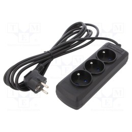 1 pcs x ARMAC - ARCOLOR3/30/CZ - Plug socket strip: supply, Sockets: 3, 250VAC, 10A, black