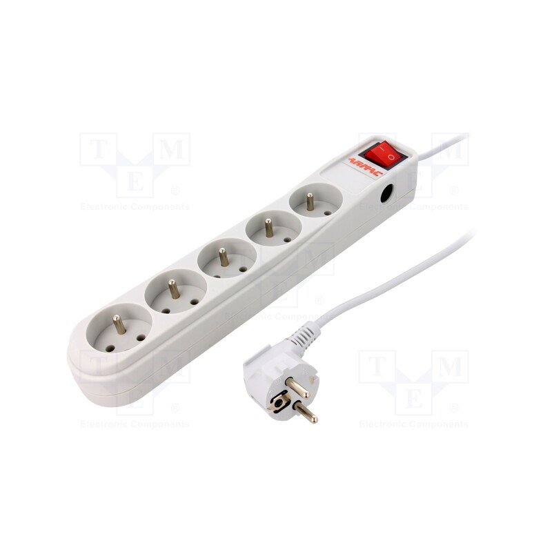 1 pcs x ARMAC - ARC5/50/SZ - Plug socket strip: protective, Sockets: 5, 250VAC, 10A, grey