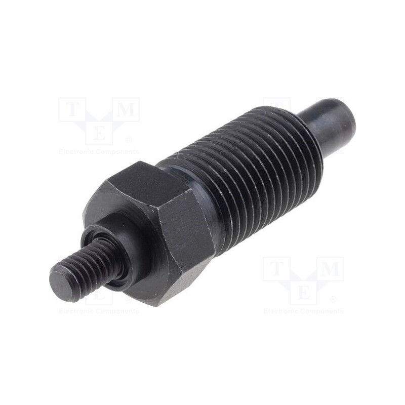 1 pcs x ELESA+GANTER - GN 817-8-12-G - Indexing plungers, Thread: M16, Plating: black finish, 8mm