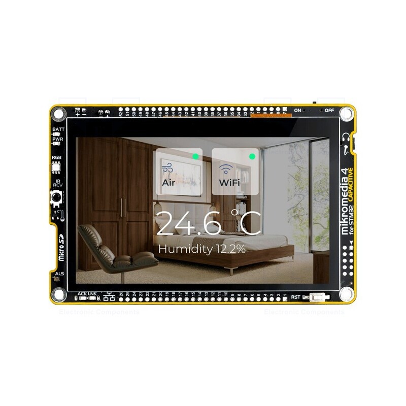 1 pcs x MIKROE - MIKROMEDIA 4 FOR STM32F7 CAPACITIVE - Display: TFT, 4.3', 480x272, Illumin: LED, Interface: Ethernet,I2C