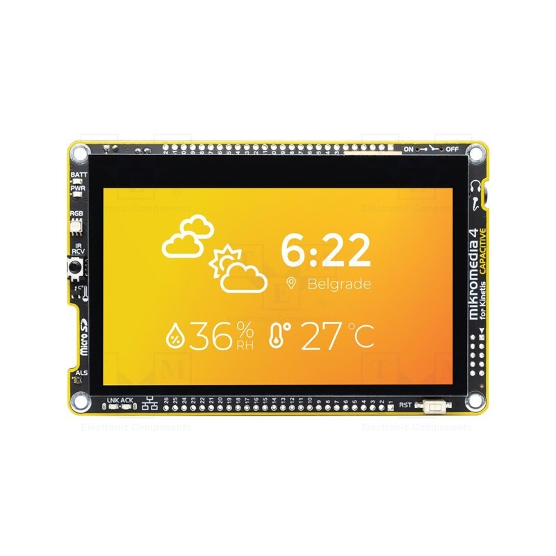 1 pcs x MIKROE - MIKROMEDIA 4 FOR KINETIS CAPACITIVE - Display: TFT, 4.3', 480x272, Illumin: LED, Interface: Ethernet,I2C