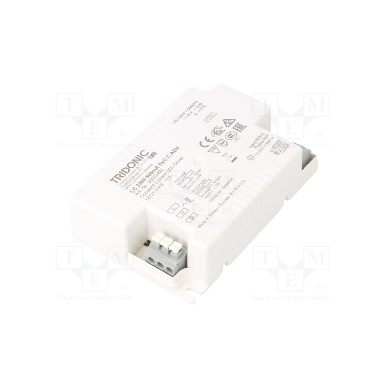 1 pcs x TRIDONIC - LC 35W 800MA FIXC C ADV - Power supply: switched-mode, LED, 35W, 25÷45VDC, 800mA, 198÷264VAC