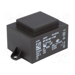 1 pcs x HAHN - BV EI 481 1120 - Transformer: encapsulated, 10VA, 230VAC, 15V, 15V, 333mA, 333mA, PCB