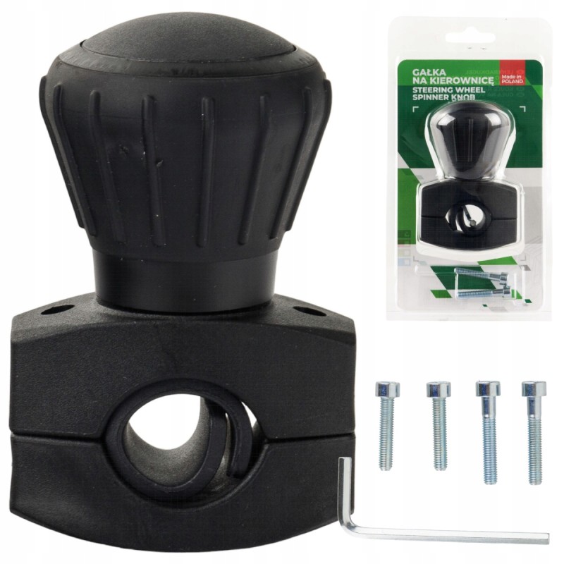 Black steering wheel knob, diameter 52mm