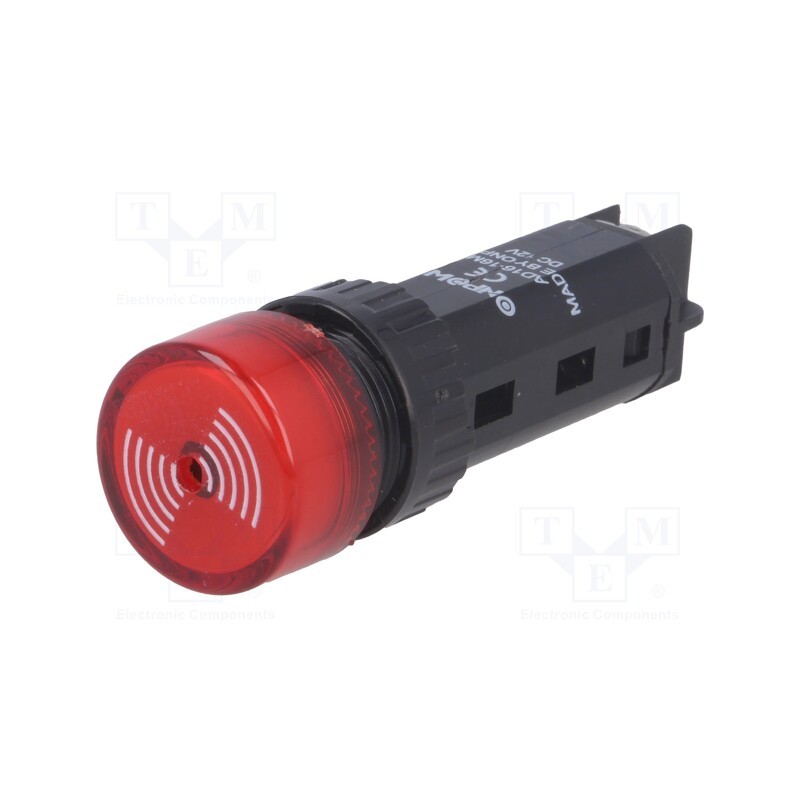1 pcs x ONPOW - AD16-16M/12V - Signaller: sound, 80dB, Illumin: none, IP40, Ø16mm, max.5mm, plastic