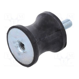 1 pcs x ELESA+GANTER - DVC.2-35-25-34-M8-20-55 - Vibration damper, M8, Ø: 35mm, rubber, L: 34mm, Thread len: 23mm