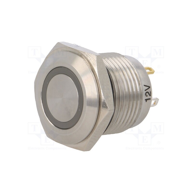 1 pcs x ONPOW - GQ16F-10E/J/Y/12V/S - Switch: vandal resistant, Pos: 2, SPST-NO, 2A/36VDC, IP65, OFF-(ON)