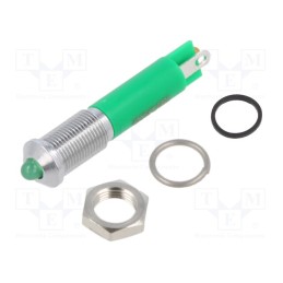 1 pcs x APEM - Q6P1CXXG12E - Indicator: LED, prominent, green, Ø6mm, IP67, brass, ØLED: 3mm, Q6