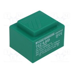 1 pcs x BREVE TUFVASSONS - TEZ6/D230/12-12V - Transformer: encapsulated, 6VA, 230VAC, 12V, 12V, 250mA, 250mA, PCB
