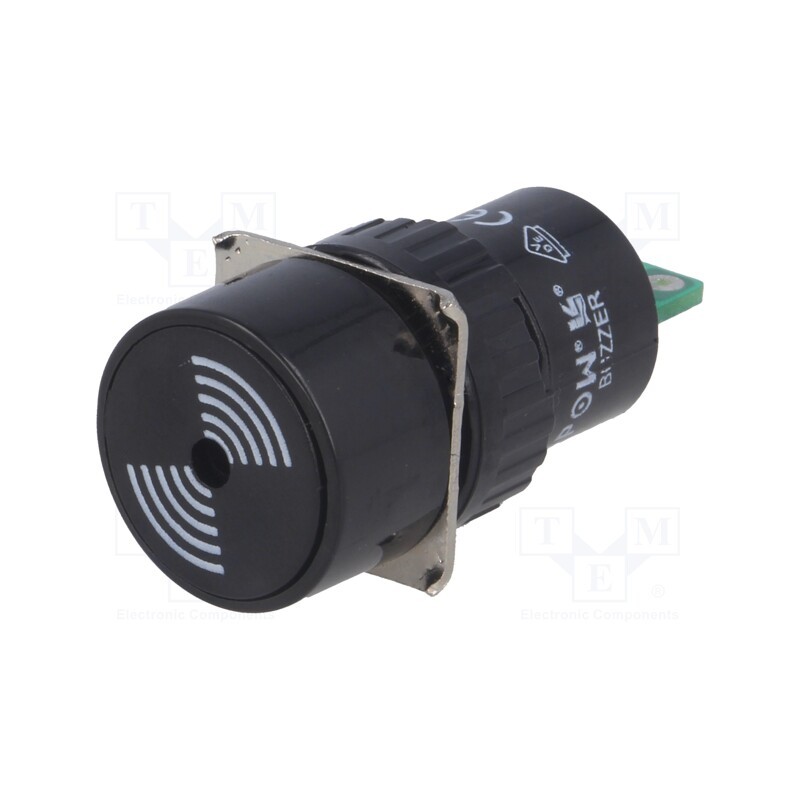 1 pcs x ONPOW - LAS1-AY-B/12V - Signaller: sound, 75dB, Illumin: none, IP40, Ø16mm, max.6mm, plastic