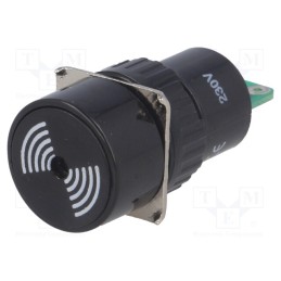 1 pcs x ONPOW - LAS1-AY-B/230V - Signaller: sound, 75dB, Illumin: none, IP40, Ø16mm, max.6mm, plastic