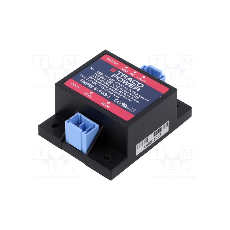 1 pcs x TRACO POWER - TMPW 5-103-J - Power supply: switched-mode, for building in, 5W, 3.3VDC, 1515mA