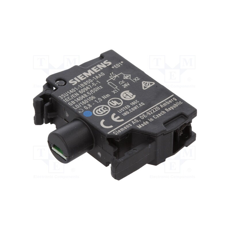 1 pcs x SIEMENS - 3SU1401-1BB50-1AA0 - Illuminating unit, 22mm, 3SU1.5, -25÷70°C, Illumin: LED, front