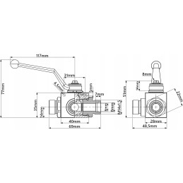 3-way hydraulic manual ball valve M14 10l