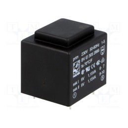 1 pcs x HAHN - BV EI 305 2866 - Transformer: encapsulated, 2.3VA, 230VAC, 9V, 9V, 127mA, 127mA, PCB