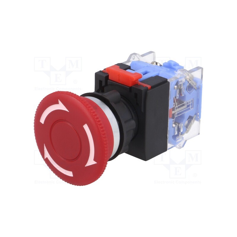 1 pcs x ONPOW - LAS0-K-11TSA/R/IP65 - Switch: emergency stop, 22mm, Stabl.pos: 2, NC + NO, red, none, IP65