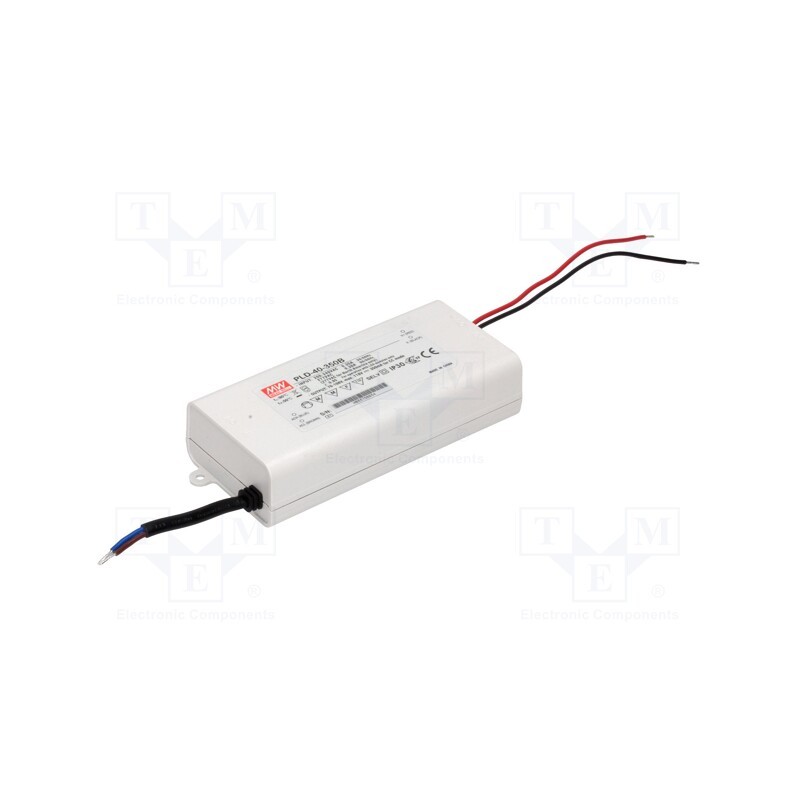 1 pcs x MEAN WELL - PLD-40-350B - Power supply: switched-mode, LED, 37.8W, 70÷108VDC, 350mA, IP30