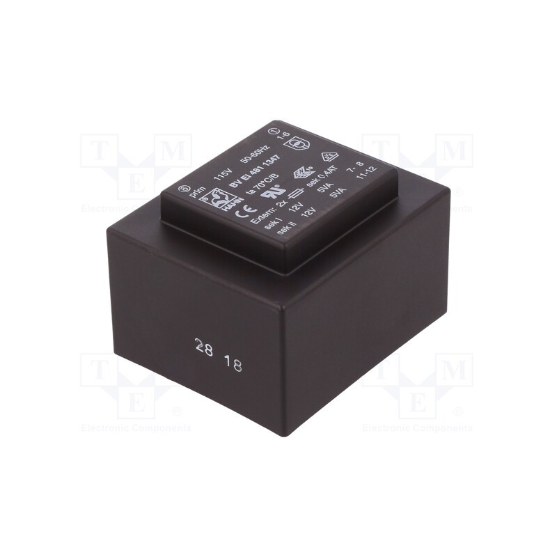 1 pcs x HAHN - BV EI 481 1347 - Transformer: encapsulated, 10VA, 115VAC, 12V, 12V, 417mA, 417mA, PCB