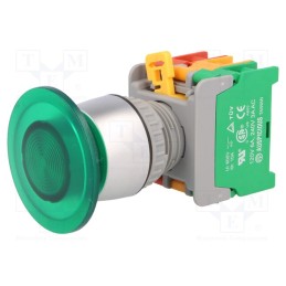 1 pcs x AUSPICIOUS - EBL22-1O/C G, W/O LAMP - Switch: push-button, 22mm, Stabl.pos: 1, NC + NO, green, 3A/230VAC