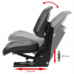 Tractor seat with suspension, black, 48x50x59cm