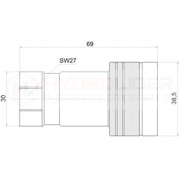 Euro hydraulic quick connector, M22 internal socket
